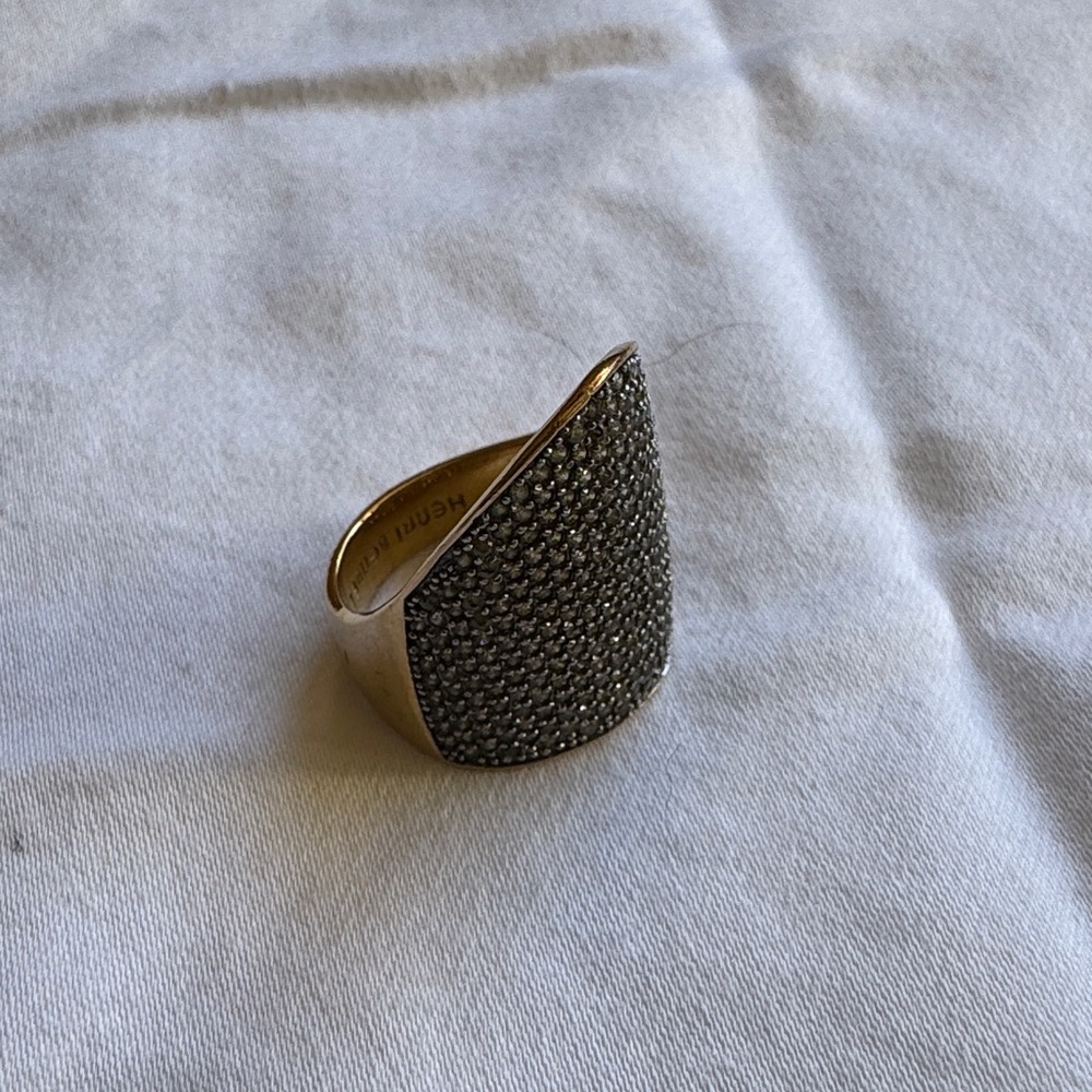Henri Bendel Gold Ring with green Accents
